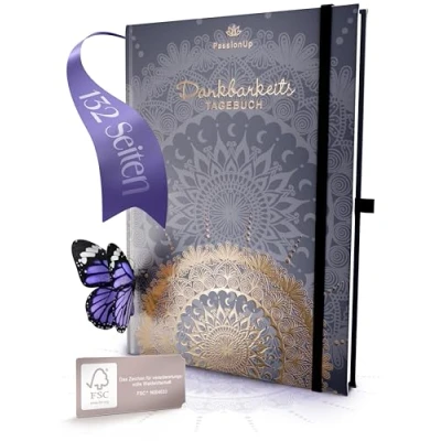 Abbildung von PassionUp Dankbarkeits Tagebuch für Erwachsene. Fundiert &amp; Wirkungsvoll Journal Buch Das 6 Minuten positive Gedanken Achtsamkeitstagebuch mehr Dankbarkeit Selbstliebe