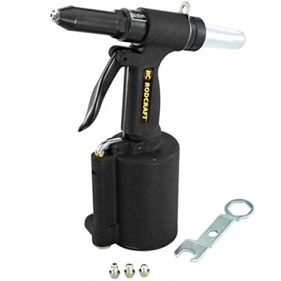 Abbildung von Rodcraft RC6700 Druckluft Nietpistole, Setzkraft 8,8 kN, für Standardnieten aus weichen Metallen wie Kupfer, Aluminium 2,4 5 mm, mit Sammelbehälter abgerissene Nietdorne