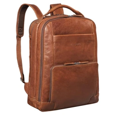 Abbildung von STILORD XL Herren Businessrucksack aus Leder braun 15 17 Zoll großer Arbeitsrucksack Männer Laptop Rucksack Vintage Office Bag Echtleder &#039;Harlow&#039;