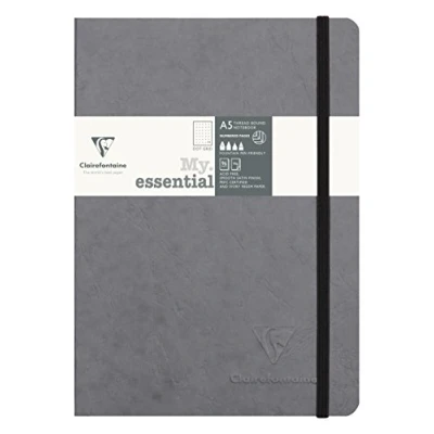 Abbildung von Clairefontaine 793435C Notizbuch AgeBag My Essentials, DIN A5, 14,8 x 21 cm, 96 Blatt, dot, nummeriert, 90g, 1 Stück, grau