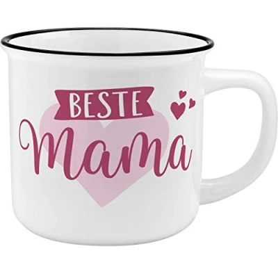 Abbildung von GRUSS &amp; CO Becher Motiv &quot;Mama&quot; New Bone China Porzellan, Emaille Optik, 35 cl Geschenk Mama, Muttertag 45764