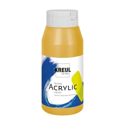Abbildung von KREUL 17030 Solo Goya Triton Acrylfarbe gold, 750 ml Flasche, schnell und matt trocknend, Farbe auf Wasserbasis, in Studioqualität, vielseitig einsetzbar, gut deckend ergiebig