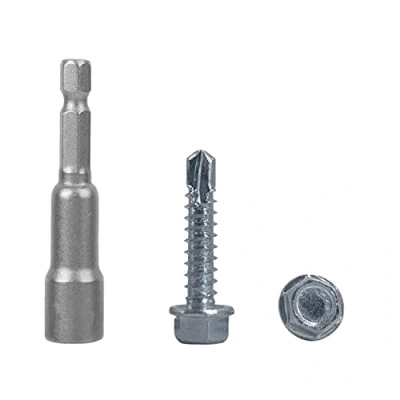 Abbildung von (150 Stück) DIN 7504 K Stahl verzinkt 5,5 x 25 mm Schrauben, selbstbohrende Blechschraube, Sechskant Unterlegscheibenkopf, selbstschneidend (150, mm)