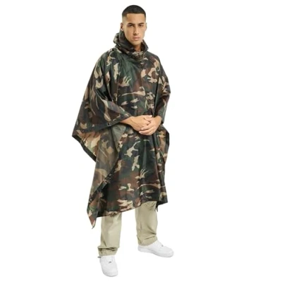 Abbildung von Brandit Poncho Regenjacke / wasserabweisende Jacke, Herren, Größe: One Size, Woodland