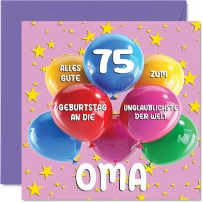 Abbildung von Stuff4 75. Geburtstagskarte Oma Unglaublichsten der Welt Geburtstagskarten für 75 Jahre von Enkelin Enkel, 145mm Geburtstag Glückwunschkarten