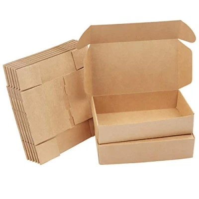 Abbildung von Kurtzy 20 Stk Karton Geschenkboxen Braun Schachteln 19 x 11 4,5cm Pappschachteln mit Deckel Kraftpapier Geschenk Box zum Selber Aufbauen für Geschenke, Hochzeit, Party, Weihnachten