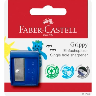 Abbildung von FABER CASTELL 181783 Anspitzer Grippy mit Schneidschutz, blau, Spitzer Kinder