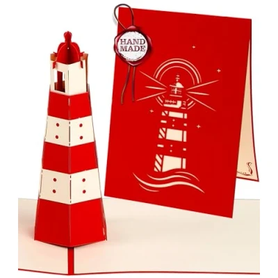 Abbildung von Liebessa Leuchtturm 3D Pop Up Karte Ostsee, Nordsee, Grußkarte, Erinnerungskarte, Reise, Geburtstag, Gutschein, Reisegutschschein