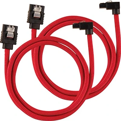 Abbildung von Corsair Premium Sleeved SATA 3 Kabel gewinkelt / gerade (6Gbps, 60 cm 90) Rot