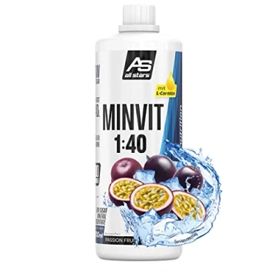Abbildung von All Stars MINVIT Maracuja Getränkekonzentrat 1L I Sirup inkl. Vitamine &amp; Mineralstoffe Konzentrat für 40L Getränk Sport Drink zuckerarm Getränkesirup mit L Carnitin