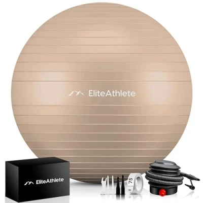 Abbildung von EliteAthlete Gymnastikball Sitzball Büro ergonomisch mit Anti Burst System Fitness Pilates Schwangerschaft Schwangerschaftsball Fitnessball Yogaball Yoga Ball 75cm inkl. Luftpumpe