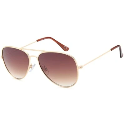 Abbildung von styleBREAKER Kinder Pilotenbrille mit Edelstahl Metall Gestell, verspiegelt oder getönt, Fliegerbrille, Sonnenbrille 09020059, Farbe:Gestell Gold/Glas Braun Verlauf