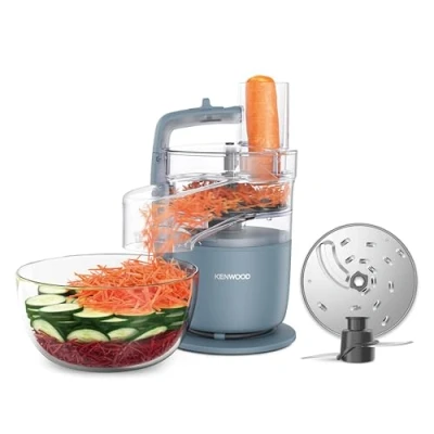 Abbildung von Kenwood MultiPro Go FDP22.130GY, Kompakt Küchenmaschine nur 30cm hoch, zum Schneiden, Reiben, Pürieren und Teig Kneten, Express Serve, 1,3 l Arbeitsbehälter, 650 W, Blau