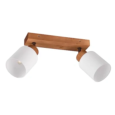 Abbildung von Reality Leuchten Strahler Assam R81112030, Holz naturbelassen, Glas weiß, exkl. 2x E14