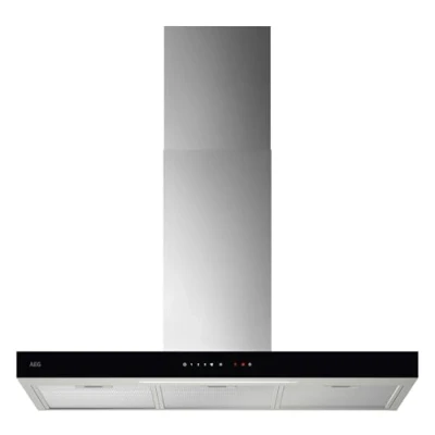 Abbildung von AEG Dunstabzugshaube Serie 6000 mit Lüften Funktion 90cm Kaminhaube Glas Ab und Umluft max. 730 m3/h im Abluftbetrieb 74 dB(A) Touch Bedienung Edelstahl GB67D91HL