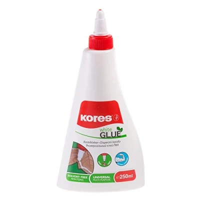 Abbildung von Kores Kraftvoller Weißer Flüssiger Bastelkleber mit starkem Halt für Kinder und Erwachsene, Sicher Ungiftig, Kunst Basteln, Schul Bürozubehör, Packung von 1 x 250ml