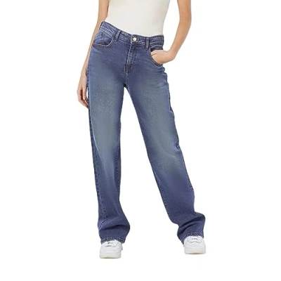 Abbildung von Noisy May Nmyolanda WIDE Jeans Relaxed Fit, Damen, Größe: 25x30, Medium blue denim