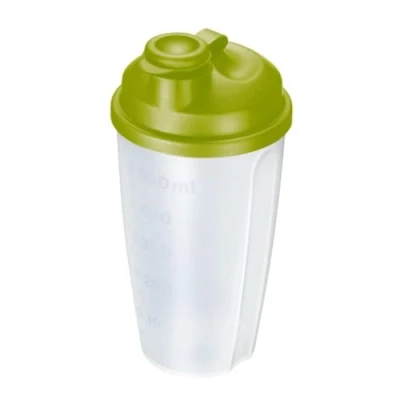 Abbildung von Westmark Mix und Schüttelbecher/Dressingshaker mit Messskala, herausnehmbarer Mixscheibe verschließbarem Ausgießer, Fassungsvermögen: 0,5l, Kunststoff, BPA frei, Farbe: Transluzent/Grün, 2435227A