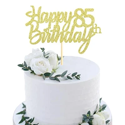 Abbildung von Sumerk 1 Stück Happy 85th Birthday Cake Topper Glitter 85.Geburtstag Tortendeko 85 Geburtstag Geburtstagskerzen für mann frauen