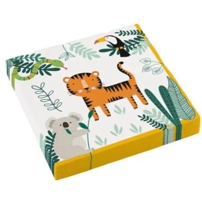Abbildung von Amscan 9909348 Servietten Get Wild, 16 Stück, 33 x cm, Safari, Geburtstag, Party