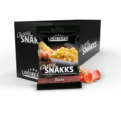 Abbildung von Layenberger Cheesy Snäkks Käse Snack, viel Eiweiß und wenig Kohlenhydrate, 10er Pack (10 x 35 g) Bacon