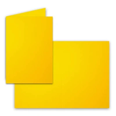 Abbildung von 25 Faltkarten B6 Gelb Blanko Doppel Karten 12 x 17 cm sehr formstabil für Drucker geeignet Serie: FarbenFroh