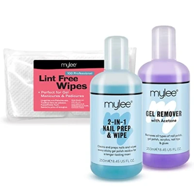 Abbildung von Mylee Salon Maniküre Kit, enthält Nagelvorbereitungs und Wischpoliturentferner Nageltücher, UV LED Kit Paket für eine professionelle Gelpolier Pediküre