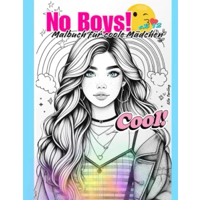 Abbildung von Malbuch für coole Mädchen ab 12 Jahre. Das perfekte Geschenk und Teenager: 50 grosse Motive (Portraits, Regenbogen, Tiere, Muster) Stressabbau Kreativität