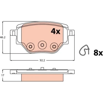 Abbildung von TRW GDB2622 Bremsbelagsatz PEUGEOT: 208 II Schrägheck (UB_, UP_, UW_, UJ_) 1.6 HDI 90, VTi 115, 1.2 82 2019