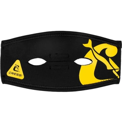 Abbildung von CRESSI Unisex Adult Pony Tail Neo Mask Strap Cover Neoprenriemenüberzug für Tauchmasken, Schwarz/Gelb, Einheitsgröße