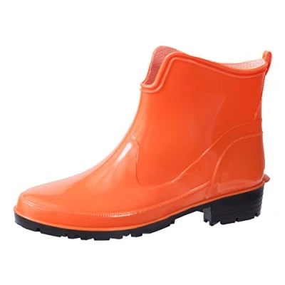 Abbildung von Ladeheid Gummistiefel Damen Kurz Wasserdicht Damenschuhe Elegant und Bequem LA 930 (Orange, 38 EU)
