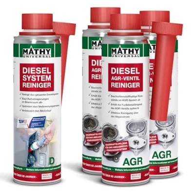 Abbildung von MATHY AGR Kur Ventil Reiniger Set Diesel Systemreiniger für intensive Reinigung Additiv, 4 Dosen