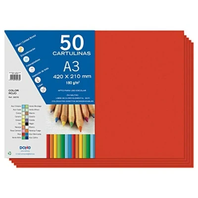 Abbildung von Dohe A3 Karton, rot, für Bastel und Druckarbeiten (50 Stück) 21 x 29,7 cm 180 g/m² Büromaterial