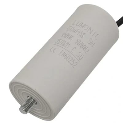 Abbildung von Lumonic Anlaufkondensator mit Kabel I 60µF 450V 45x100mm 60uF Motorkondensator Kunststoffgehäuse Betriebskondensator für Pumpen, Rasenmä
