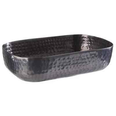 Abbildung von APS Schale aus Aluminium mit gehämmerter, gun metal farbene Oberfläche für u.a. kalte und warme Speisen, 23,0 x 15,5 cm, 1,4 ltr.