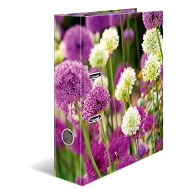 Abbildung von HERMA Ordner A4 Lila Blumen Set, 10 Stück, 7 cm breit, Kinder Ringordner mit Pflanzen Motiv, bunter Aktenordner Innendruck für Jungen und Mädchen