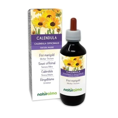Abbildung von Ringelblume (Calendula officinalis) Köpfchen (Blüten) Alkoholfreier Urtinktur Naturalma Flüssig Extrakt Tropfen 200 ml Nahrungsergänzungsmittel Veganer