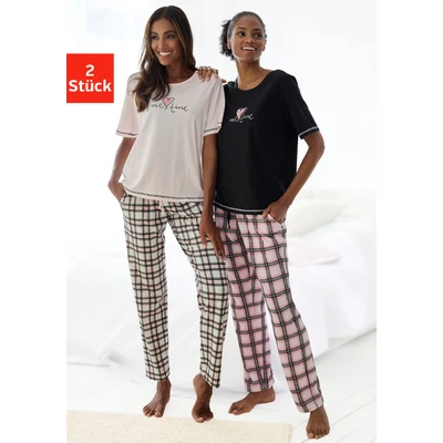 Abbildung von Vivance Dreams Pyjama, (Packung, 4 tlg., 2 Stück), im Doppelpack mit Karomuster