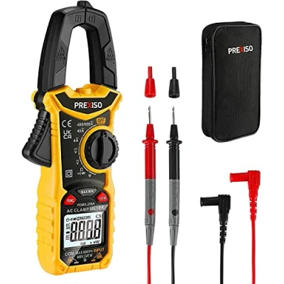 Abbildung von PREXISO Mini Digital Klemme Meter Stromzange mit Hintergrundbeleuchtung, Messgerät Zangenmessgerät Strommessgerät Spannungsmesser für AC/DC Spannung, AC Strom, Durchgang, Widerstand, Diode, True RMS