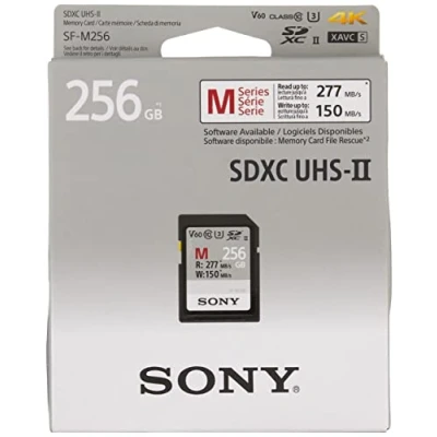 Abbildung von Sony SDXC UHS II Speicherkarte mit 256GB, Schreiben 277 MB/s, 4k Video, IP 57, SFM256