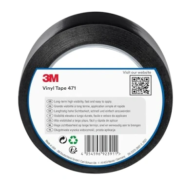 Abbildung von 3M 471 Hochwertiges Weich PVC Klebeband, 50 mm x 33 m, Schwarz