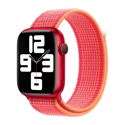 Abbildung von Apple Watch Armband Original Stoff Rot Geeignet für Series 1 9 / SE