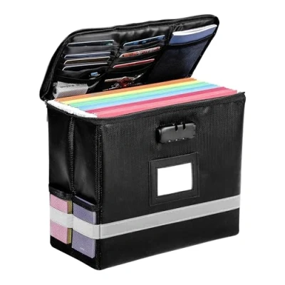 Abbildung von BELLE VOUS Feuerfeste Dokumententasche mit Schloss Dokumentenaufbewahrungsbox für Zuhause Abschließbare Dokumentenbox A4 Dokumente Tasche