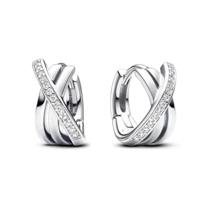 Abbildung von Pandora Signature Damen Ohrknöpfe Silber 293150C01