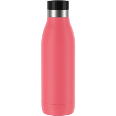 Abbildung von Emsa N31104 Bludrop Color Trinkflasche 0,5 Liter 100% dicht Quick Press Verschluss Ergonomischer 360 Trinkgenuss 12h warm, 24h kühl Edelstahl Koralle