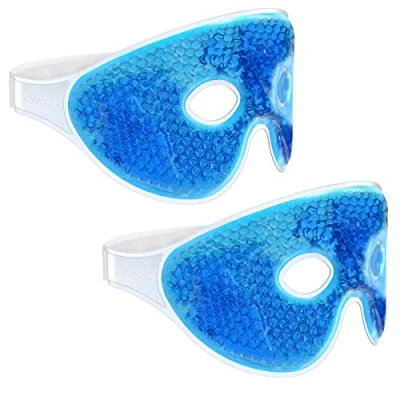 Abbildung von Navaris 2x Augenmaske kühlend Augen Gel Maske Set Kühlmaske Kühlpack Kühlpad Kompresse Kühlkissen kühl warm Gelmaske Kühlbrille