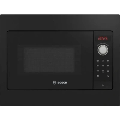 Abbildung von Bosch BFL523MB3 Serie 2 Einbau Mikrowelle, 38.2x49.5x33.5 cm, 800 W, Drehteller 27 Türanschlag Links, AutoPilot 7 Automatikprogramme, Reinigungsunterstützung, LED Touchdisplay, Schwarz