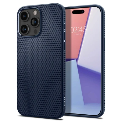 Abbildung von Apple iPhone 15 Pro Max Hülle Silikon Spigen Soft Case/Backcover Handyhülle Blau Shockproof/Stoßfest