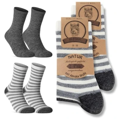 Abbildung von 4 Paar Alpaka Socken Damen Wintersocken warme Wollsocken 20940 (Anthrazit 35 38)