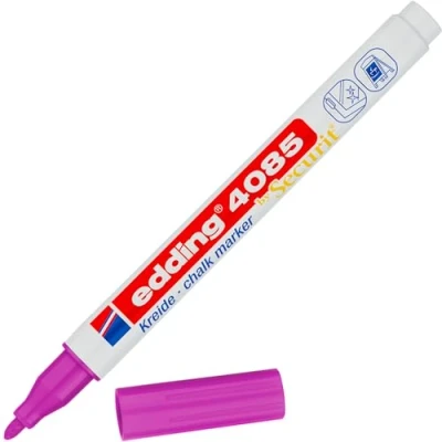 Abbildung von edding 4085 Kreidemarker pink 1 Kreidestift Rundspitze 2 mm dünner für Tafel abwischbar zum Beschriften von Fenster, Glas, Spiegel Tafelstift mit deckenden Farben